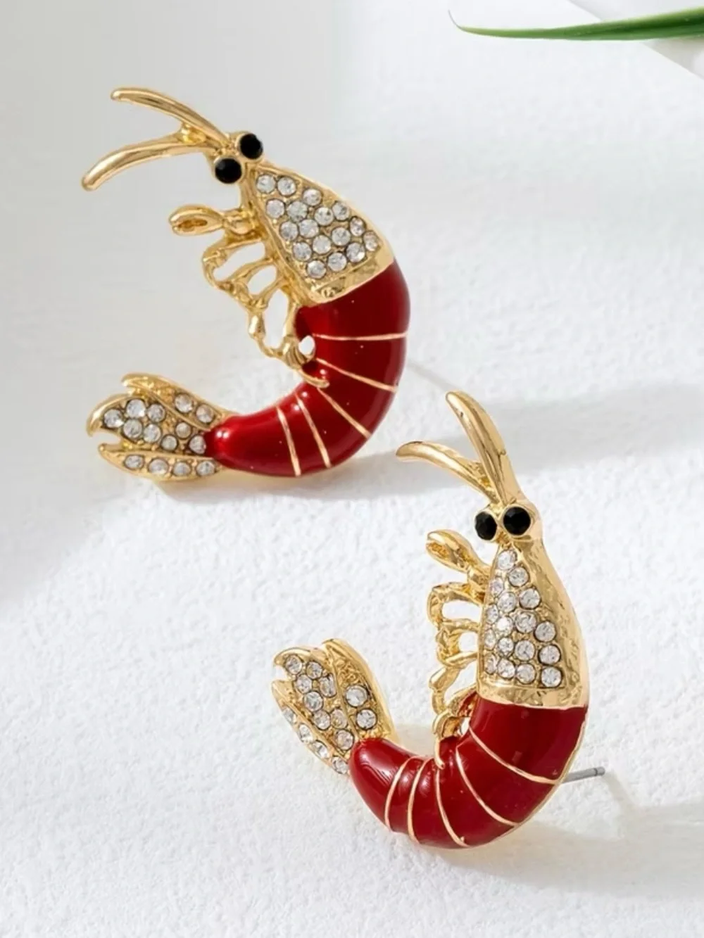 NEW! Red Shrimp Statement Earrings. Unique Earrings 🦐 A2-66